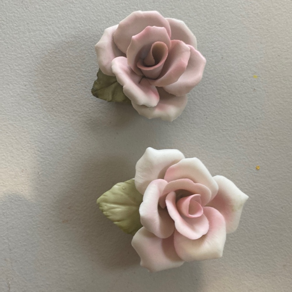 2 faint ceramic roses